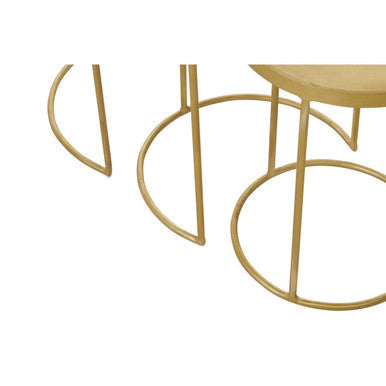 Suar Nest Of Three Antique Brass Finish Side Tables