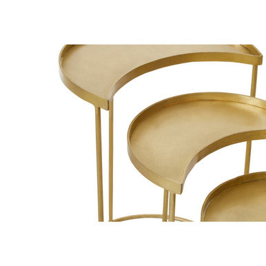 Suar Nest Of Three Antique Brass Finish Side Tables