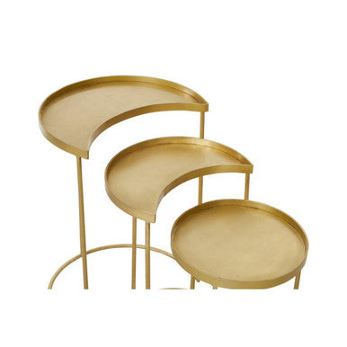 Suar Nest Of Three Antique Brass Finish Side Tables
