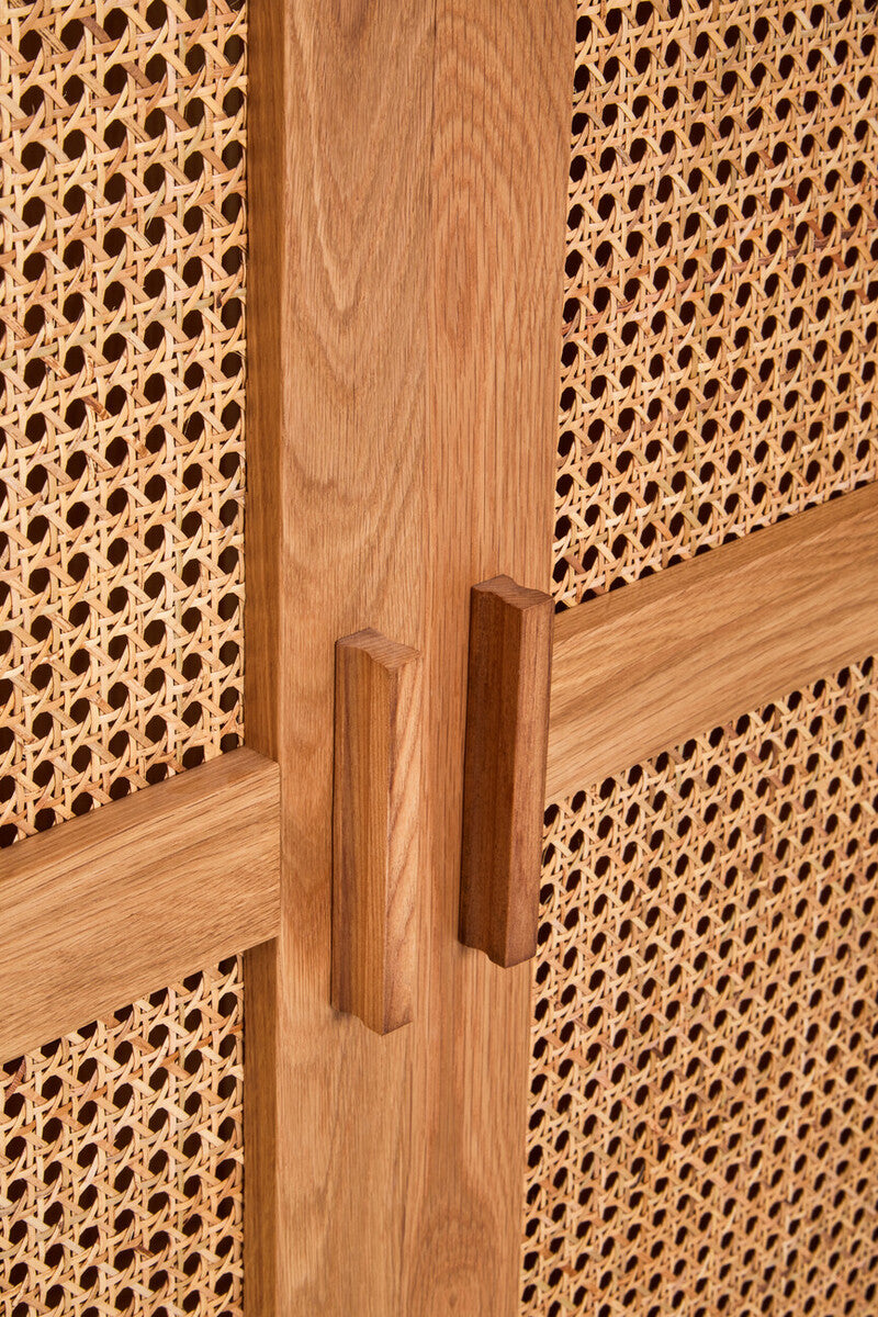 Lyon Rattan and Oak Wood 2 Door Wardrobe