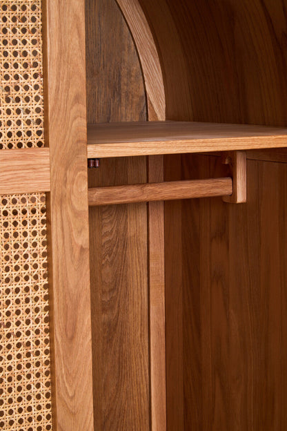 Lyon Rattan and Oak Wood 2 Door Wardrobe