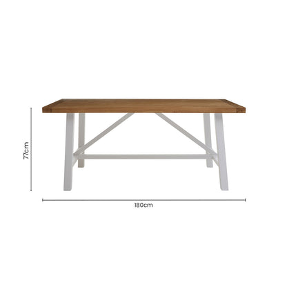 Natural Reclaimed Oak and Birch Wood Rectangular Dining Table with White Painted Base | Parkside