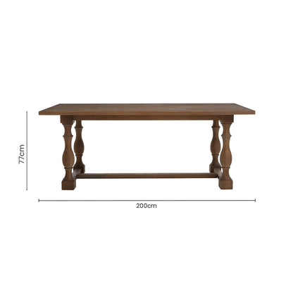 Parkside Oak Wood Rectangular Dining Table