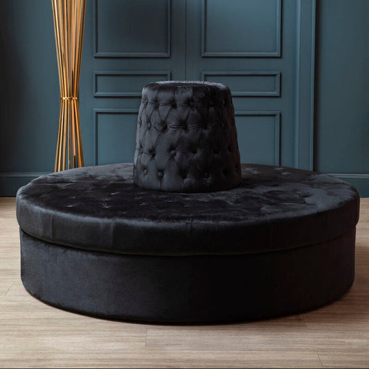 Black Velvet Modular Round Sofa | Hartford