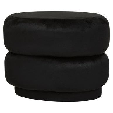 Hartford Black Velvet Oval Pouffe