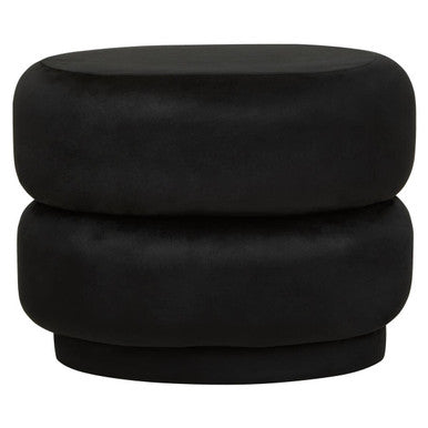 Hartford Black Velvet Oval Pouffe