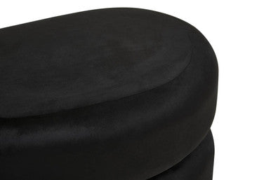 Hartford Black Velvet Oval Pouffe