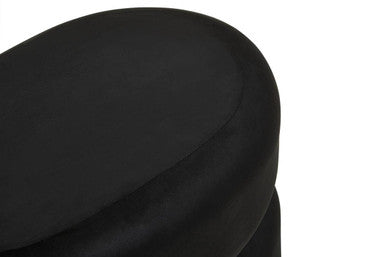 Hartford Black Velvet Oval Pouffe