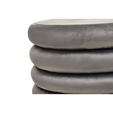 Hartford Grey Velvet Round Pouffe