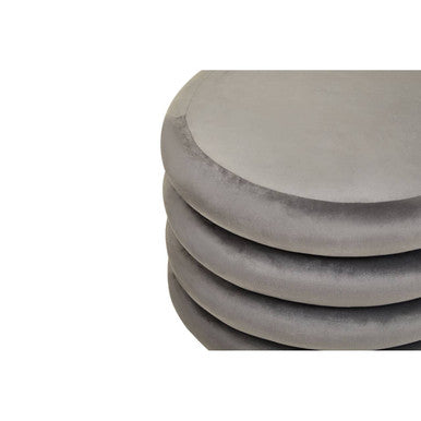 Hartford Grey Velvet Round Pouffe