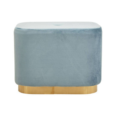 Hartford Blue Velvet and Matte Gold Rectangular Pouffe