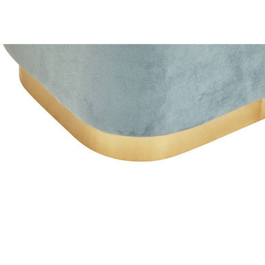 Hartford Blue Velvet and Matte Gold Rectangular Pouffe
