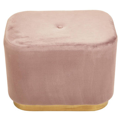 Hartford Dusty Pink Velvet and Matte Gold Rectangular Pouffe