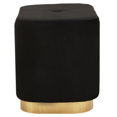 Hartford Black Velvet and Matte Gold Rectangular Pouffe