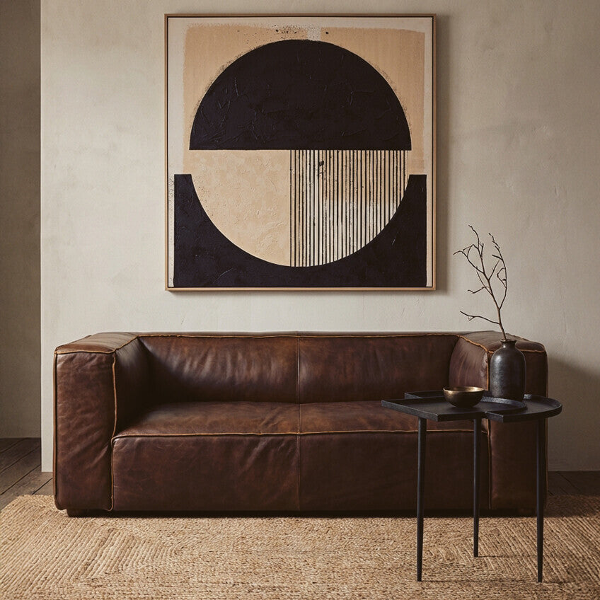 2 Seater Antique Brown Leather Sofa | King