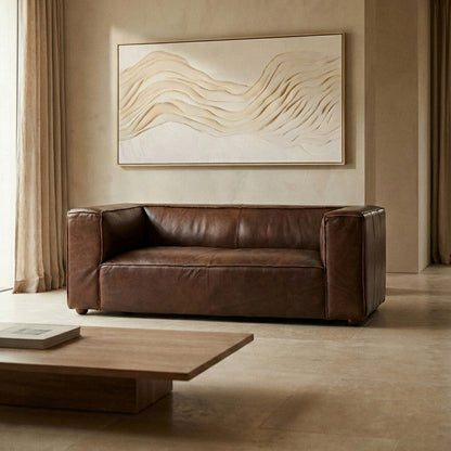 2 Seater Antique Brown Leather Sofa | King