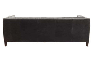 King Three Seater Modern Chesterfield Black Leather Sofa