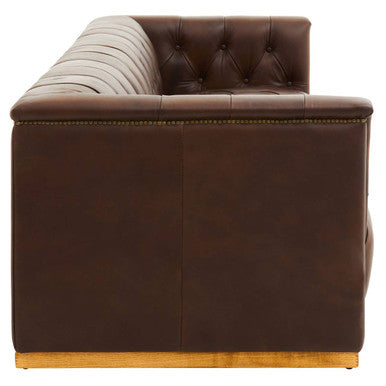 King Three Seater Modern Chesterfield Dark Brown Leather Sofa