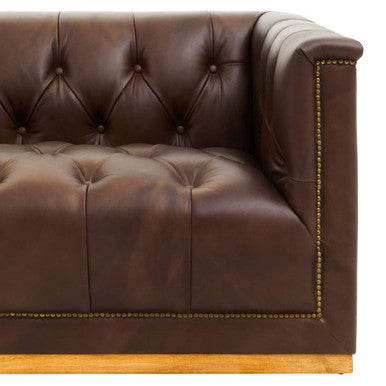 King Three Seater Modern Chesterfield Dark Brown Leather Sofa