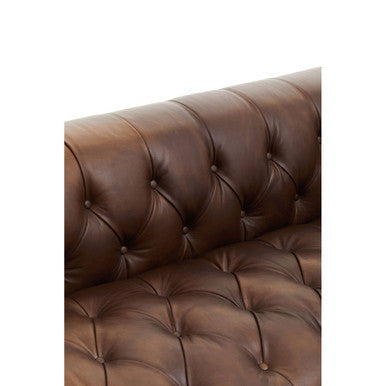 King Three Seater Modern Chesterfield Dark Brown Leather Sofa