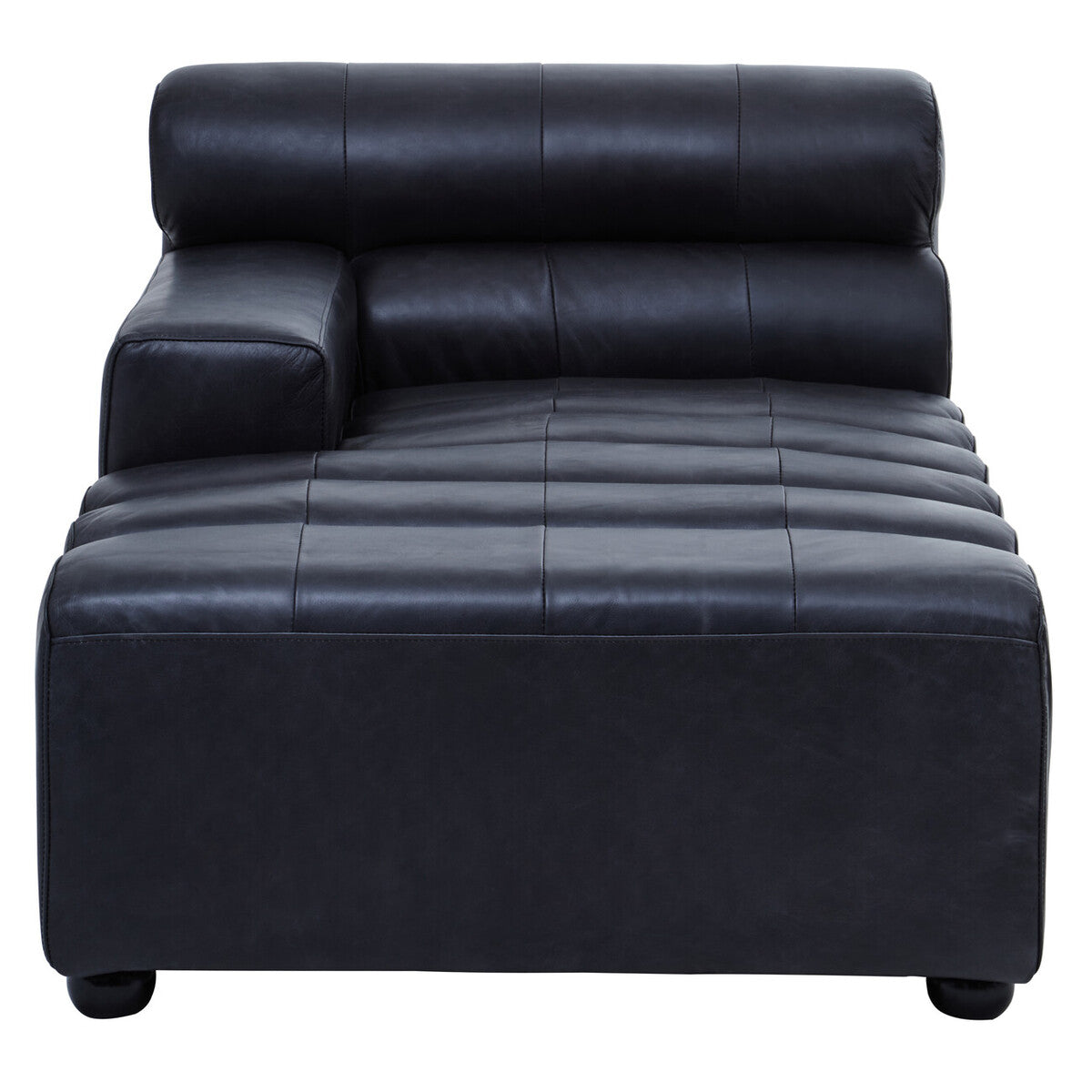 King Antique Black Left Arm Leather Modular Chaise Sofa