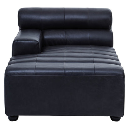 King Antique Black Left Arm Leather Modular Chaise Sofa