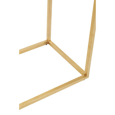 Geometric Gold Brushed Stainless Steel Console Table with Tempered Glass Top, Allure