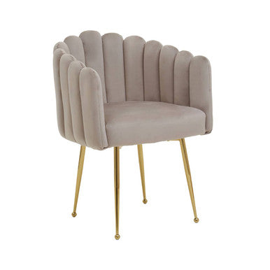 Bari Mink Velvet Scalloped Dining Chair