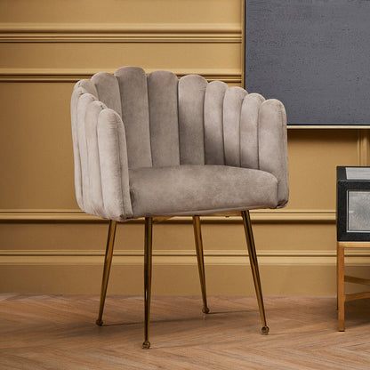 Bari Mink Velvet Scalloped Dining Chair