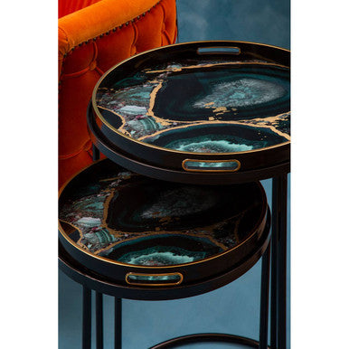 Celina Set Of 2 Nesting Tables with Agate Effect
