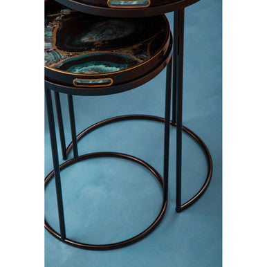 Celina Set Of 2 Nesting Tables with Agate Effect