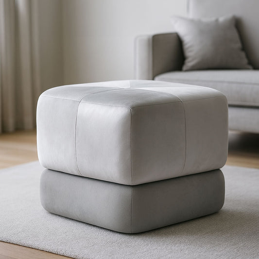 Kaia Grey Velvet Square Stool