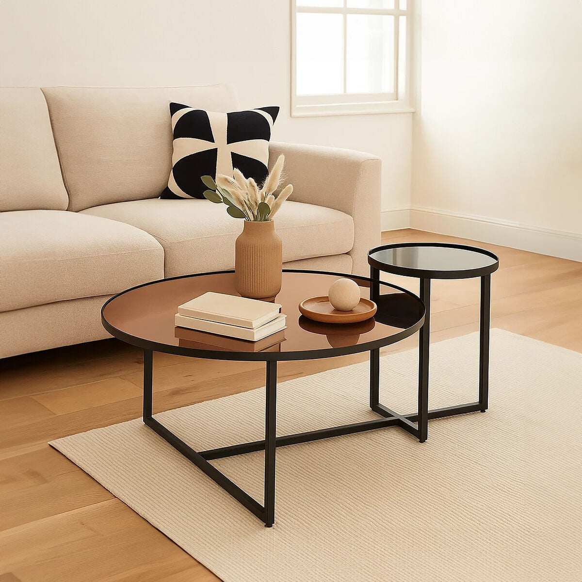 Cercle Smoked Mirror 2 Tier Coffee Table