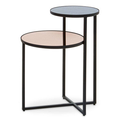 Cercle Smoked Mirror 2 Tier Side Table