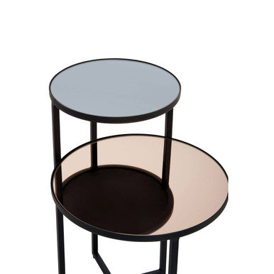 Cercle Smoked Mirror 2 Tier Side Table