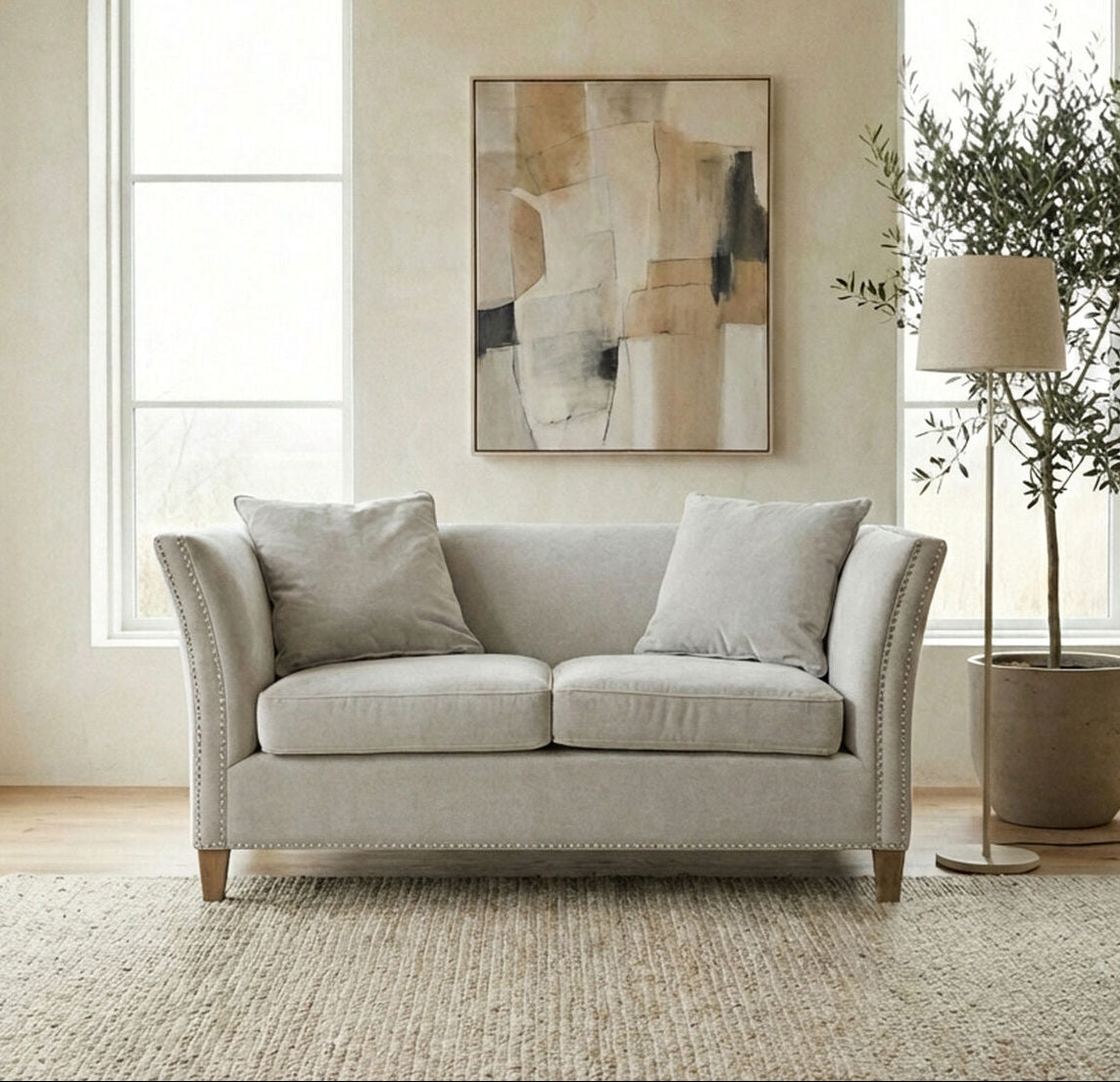 2 Seater Grey Fabric Sofa | Sutton