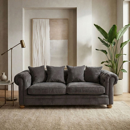 3 Seater Grey Fabric Sofa | Spencer