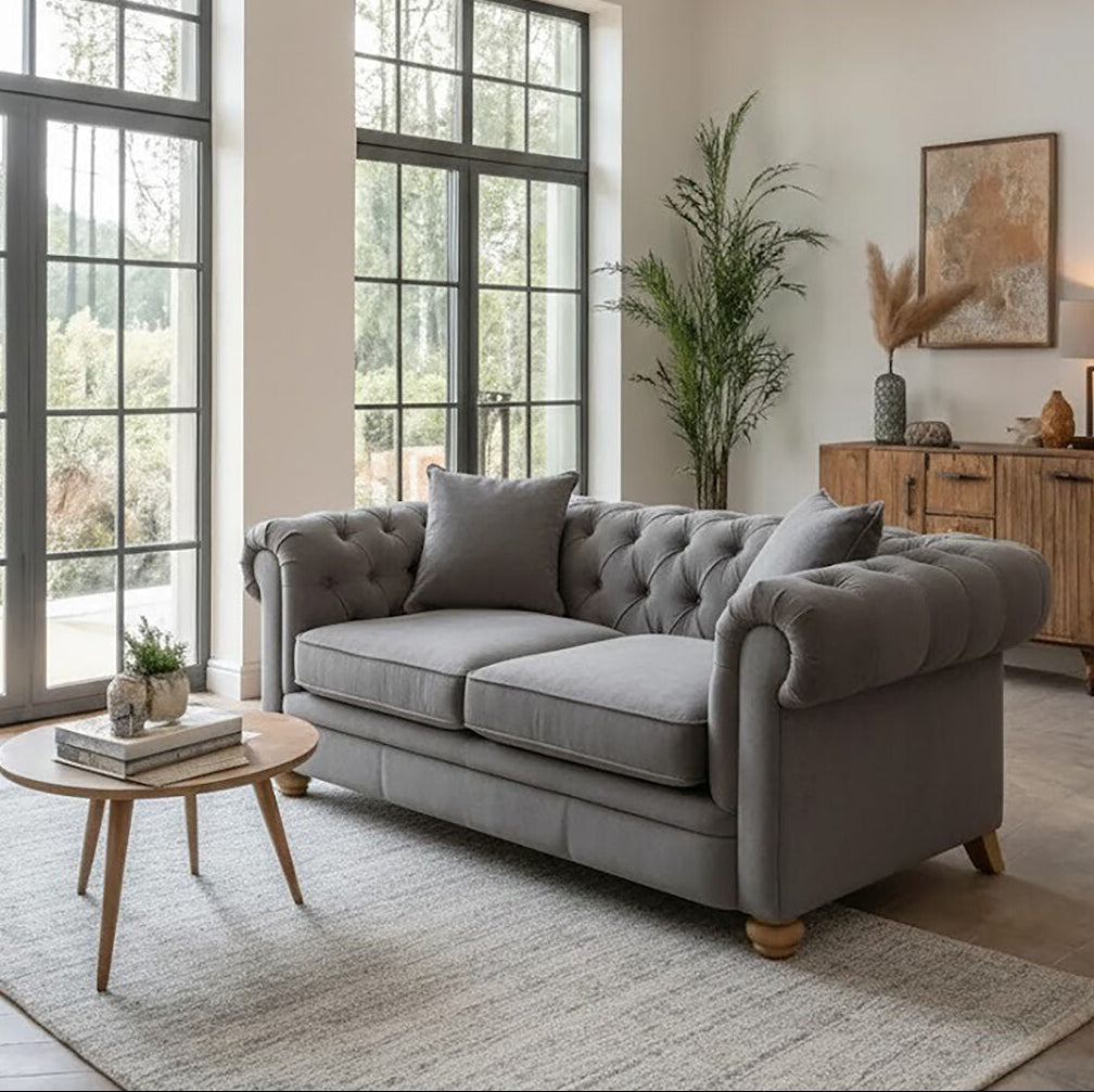 2 Seater Grey Fabric Sofa | Spencer