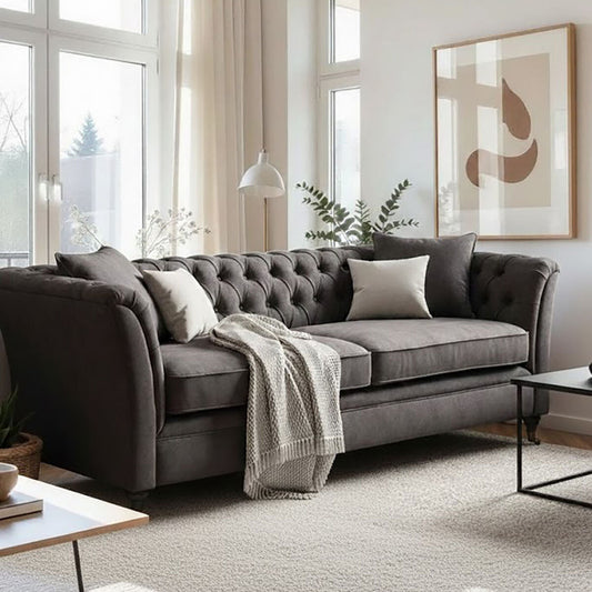 3 Seater Grey Velvet Sofa | Sabrina
