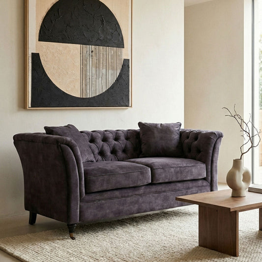 Sabrina Two Seat Grey Velvet Sofa