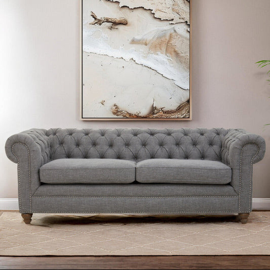 Stella Three Seat Grey Linen Sofa