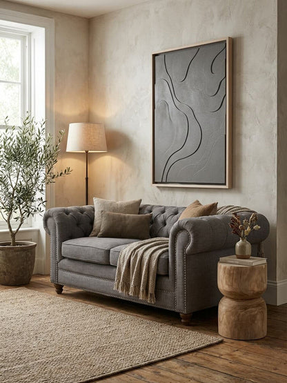 2 Seater Grey Linen Sofa | Stella