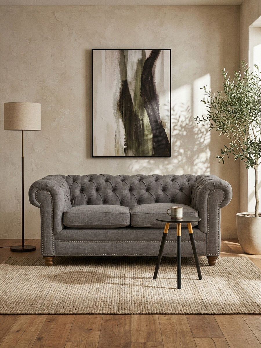 2 Seater Grey Linen Sofa | Stella