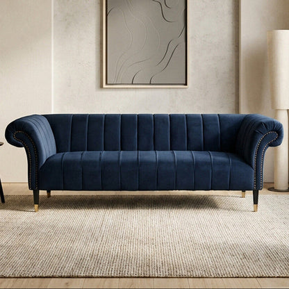 Siena Three Seat Midnight Velvet Sofa