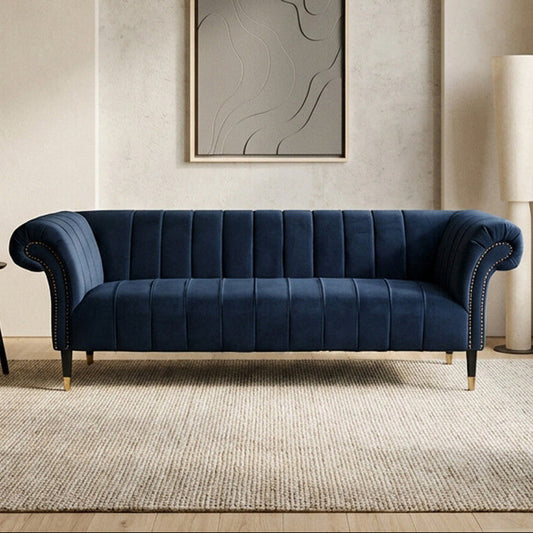 Siena Three Seat Midnight Velvet Sofa
