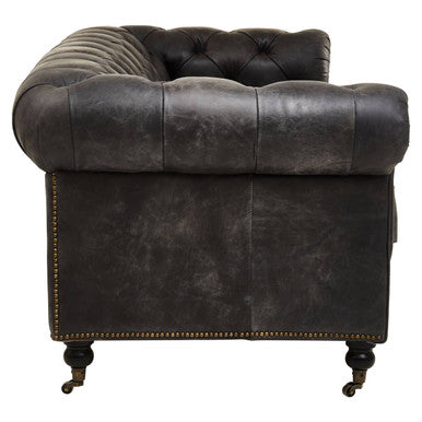 Hoxton Antique Black 3 Seat Chesterfield Leather Sofa