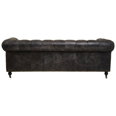 Hoxton Antique Black 3 Seat Chesterfield Leather Sofa