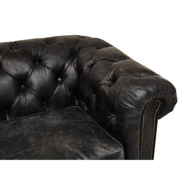 Hoxton Antique Black 3 Seat Chesterfield Leather Sofa