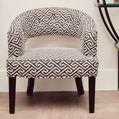 Regents Park Black and Beige Greek Key Design Lounge Chair