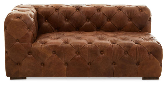 Brown Leather Left Arm Modern Chesterfield Sofa | Hoxton